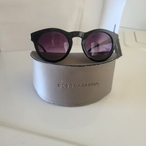 BCBGMAXAZRIA Black Sunglasses with Purple Lenses